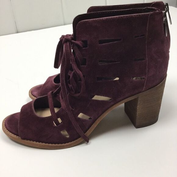 Vince Camuto Purple Suede Open Toe Booties 8.5M - Picture 2 of 13